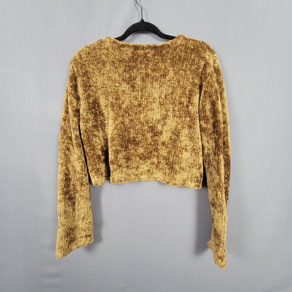 Jamie Scott Brown Chenille Sweater V Neck Plush Vintage 90s L - Picture 2 of 8